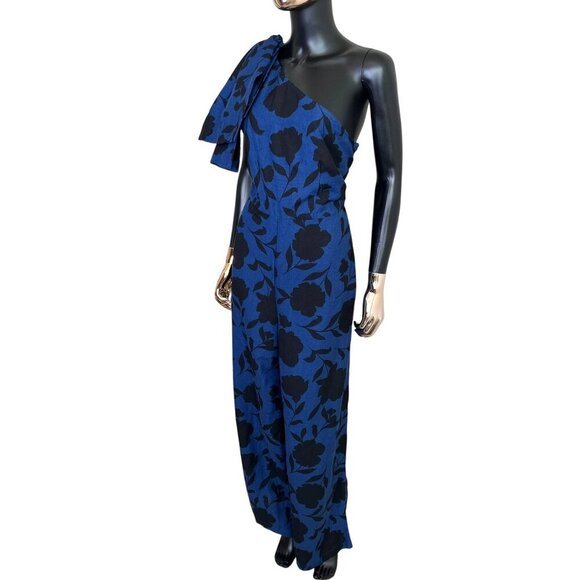 Kate Spade New York x Target Blue Floral One-Shoulder Linen Jumpsuit NWT Size 10 - Picture 7 of 13